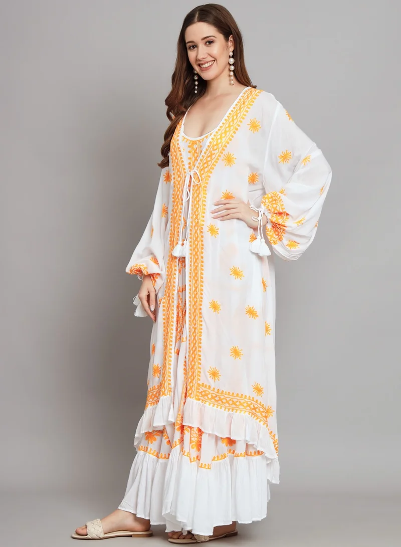 Alaya Hand Embroidered Chikankari Modal Kaftan-AL3605