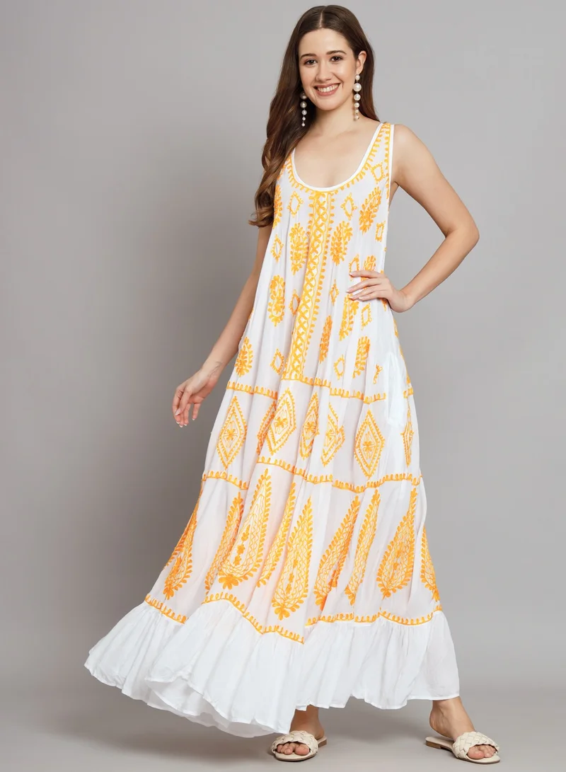 Alaya Hand Embroidered Chikankari Modal Kaftan-AL3605