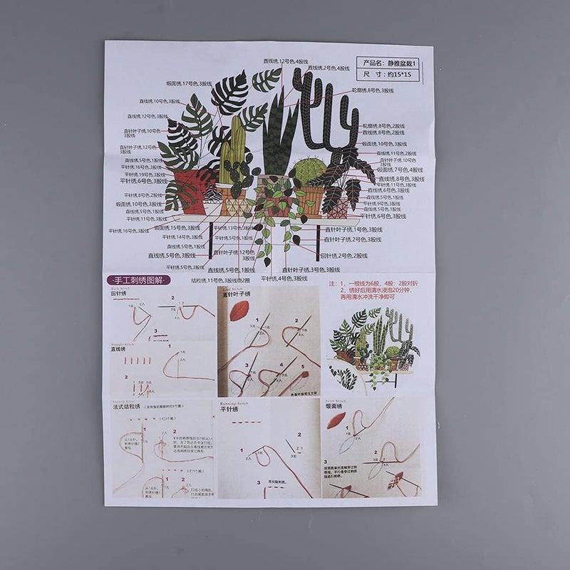 klarako DIY Embroidery Sampler Kit Modern Hand Embroidery for Beginners Needlework Adults Craft Sewing Kit  Potted Plant Pattern  EC001 - Image 4