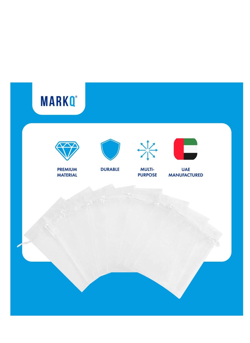 MARKQ [100 Pieces] White Organza Bags with Drawstrings - [9x12cm] Organza Goody Bags and Gift Pouches for Jewelry, Candy & Party Favors  - Image 3