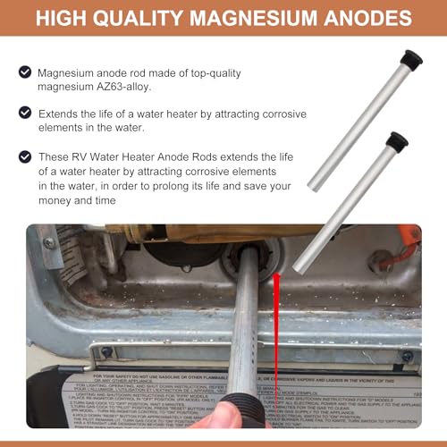 Powswopx 2 Pack RV Water Heater Anode Rod, Magnesium Anode Rod Compatible with Suburban Models, Suburban & Mor-Flo RV Water Heater parts, 9.25" x 3/4" NPT - Image 5