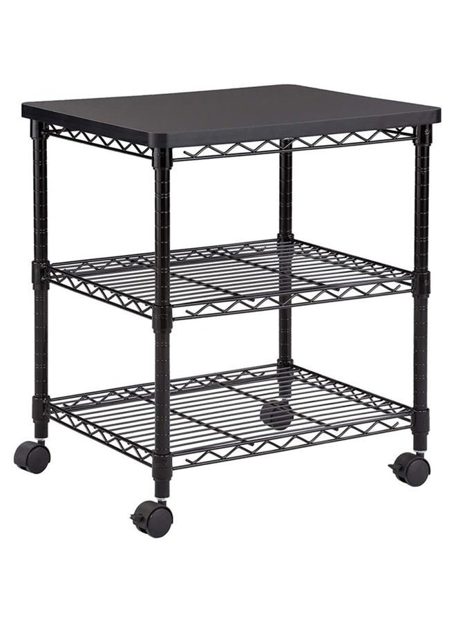 Safco Desk Side Wire Machine Stand with Wheels, 3 Tier, 200 lbs Capacity, Black Steel Frame & Multifunctional Utility Shelves. Perfect for Home, Office, Classroom & Garage - Image 3
