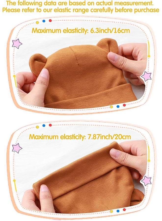 Baby Fetal Cap Gloves Set, 6 Sets Newborn Cute Cotton  Hat Mittens Baby Beanie Maternity Birth Accessories (White, Grey, Blue, Black, Dark Blue, Brown) - Image 4