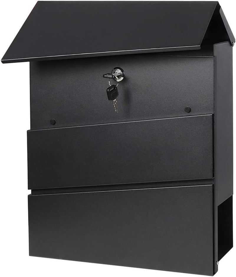 Parrency Lockable Mailboxes with Keys,Outdoor Wall Mounted Mail Box with Large Capacity,14 3/10" x 4 1/10" x 13",Black - Image 4