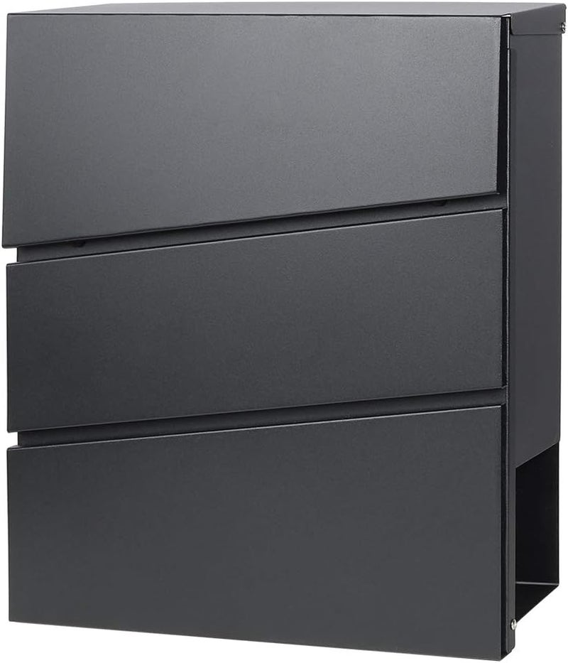 Parrency Lockable Mailboxes with Keys,Outdoor Wall Mounted Mail Box with Large Capacity,14 3/10" x 4 1/10" x 13",Black - Image 1