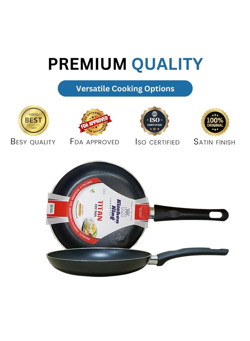 Kitchen King Titan Fry Pan, Non Stick Egg Pan with Heat Resistant Handle, Even Heat, PFOA Free, FDA Approved, Durable & Ideal for Healthy Cooking, 20cm - Image 4