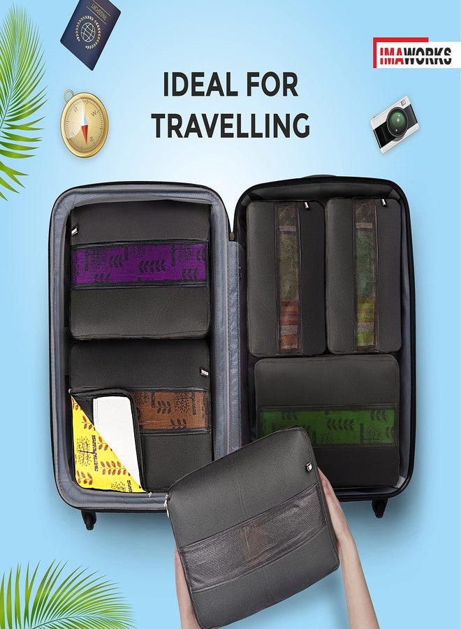 IMAWORKS Travel Organizer 3 Set Packing Cubes Travel Luggage Packing Organizers Set Cloth Storage Bags (Large, Medium and Small Cube, Black, Laminated Fabric) - Image 5