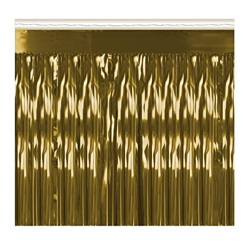 Beistle Pkgd 1-Ply FR Metallic Table Skirting (gold) Party Accessory (1 count) (1/Pkg), 30" x 14' - Image 2