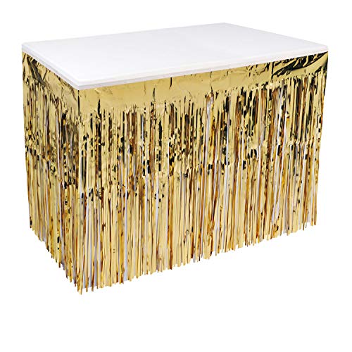 Beistle Pkgd 1-Ply FR Metallic Table Skirting (gold) Party Accessory (1 count) (1/Pkg), 30" x 14' - Image 4