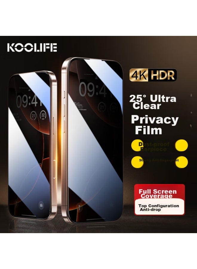 Koolife Privacy Screen Protector For Apple Iphone 16, Anti-peeping Tempered Glass Film, Full Coverage, Ultra-thin, Shatterproof, Fingerprint-resistant - Image 1