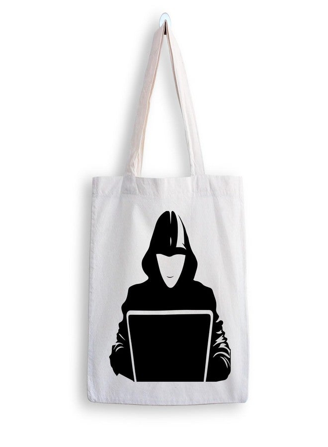 ARTBUG Tote Bag for Women with zip, Aesthetic Canvas tote bag for college girls, office, stylish and reusable - Hacker - D No - 129 - Image 1