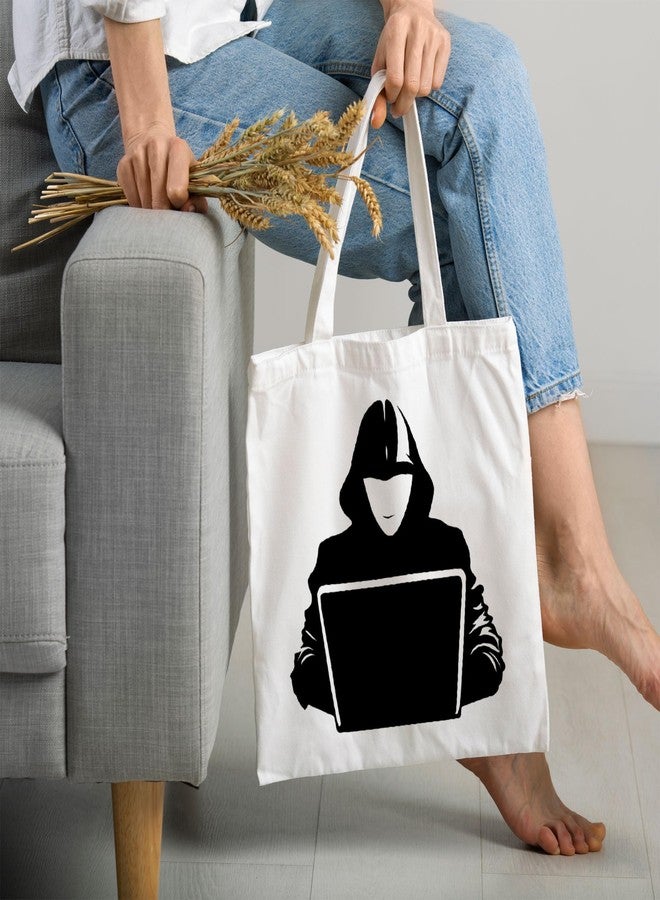 ARTBUG Tote Bag for Women with zip, Aesthetic Canvas tote bag for college girls, office, stylish and reusable - Hacker - D No - 129 - Image 2