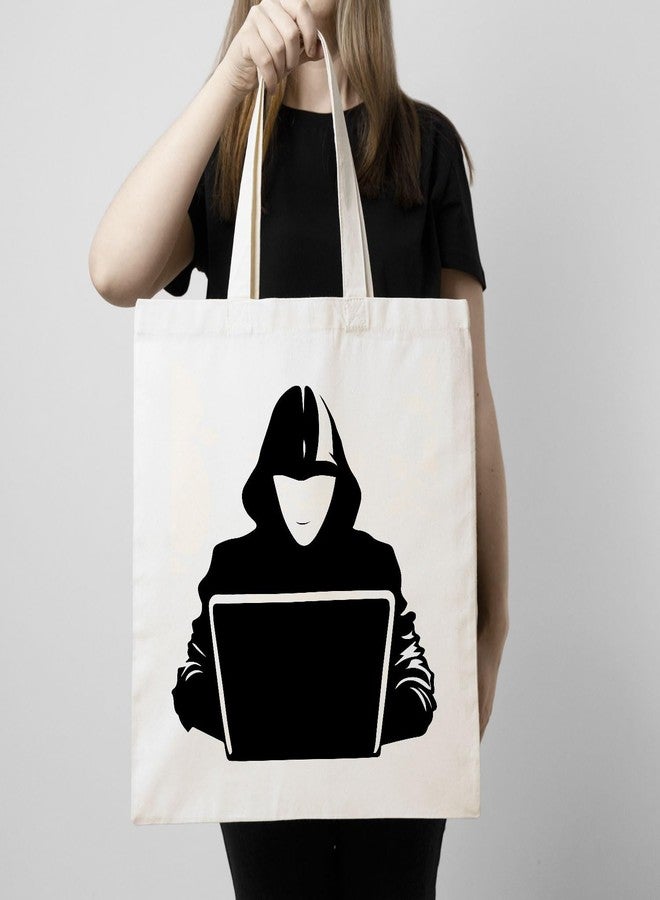ARTBUG Tote Bag for Women with zip, Aesthetic Canvas tote bag for college girls, office, stylish and reusable - Hacker - D No - 129 - Image 3