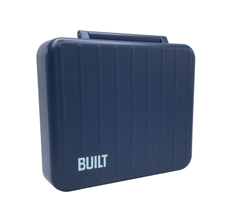 Built BUILT Microwave Safe Leak-Resistant 3-Compartment Bento-Style Lunch Box with Utensils and Dressing Container Poseidon Blue 5269835  - Image 1