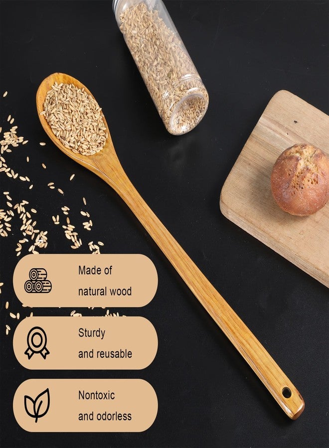 Eldraqth Wooden Cooking Spoons, 16.5 Inch Long Handle Wooden Cooking Spoon Mixing Spoons Non Scratch Long Tasting Stirring Spoon for Nonstick Cookware - Image 3