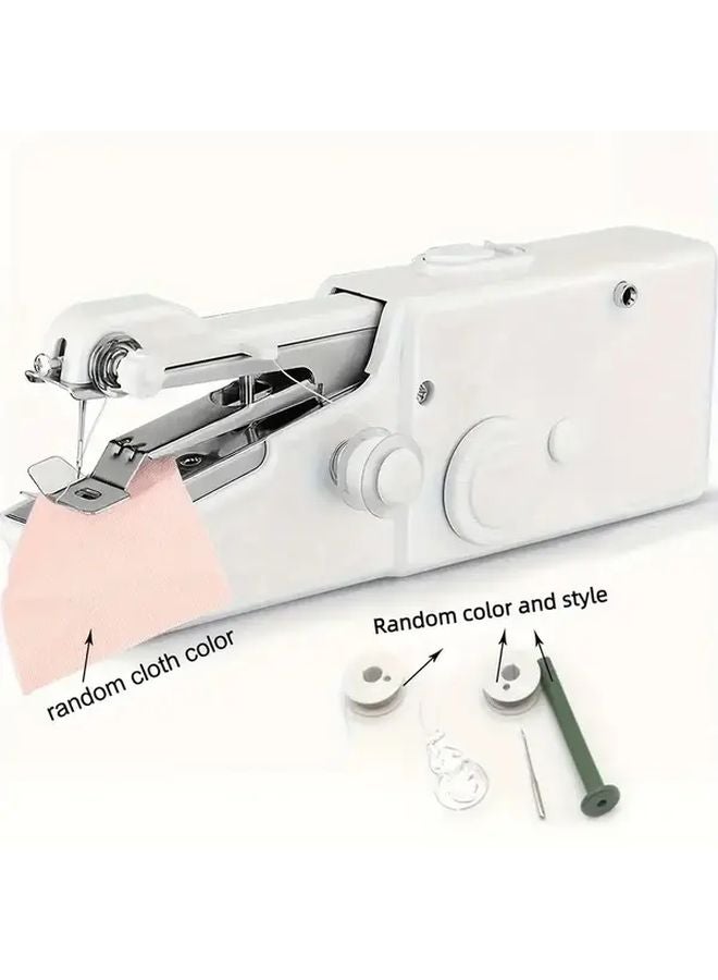 Portable Handheld Sewing Machine White Battery Powered Easy To Use With Accessories - Image 1