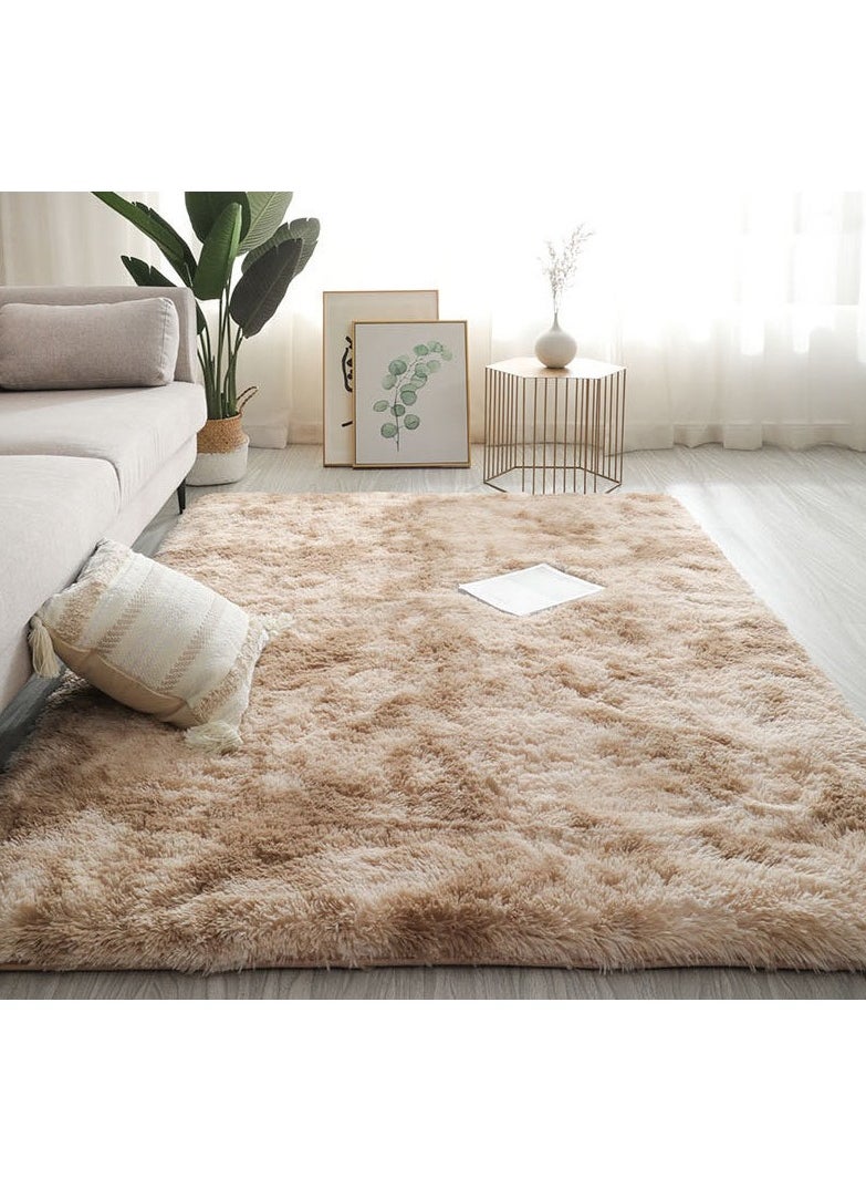 Mei Lifestyle - Modern Wool Fluffy Floor Mat Carpet with Anti slip High Pile Bottom with Upgraded Foam (Size 120×160CM), Rectangle - Image 1