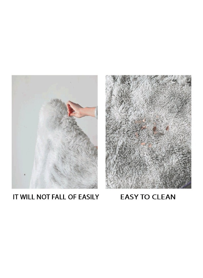 Mei Lifestyle - Modern Wool Fluffy Floor Mat Carpet with Anti slip High Pile Bottom with Upgraded Foam (Size 120×160CM), Rectangle - Image 1
