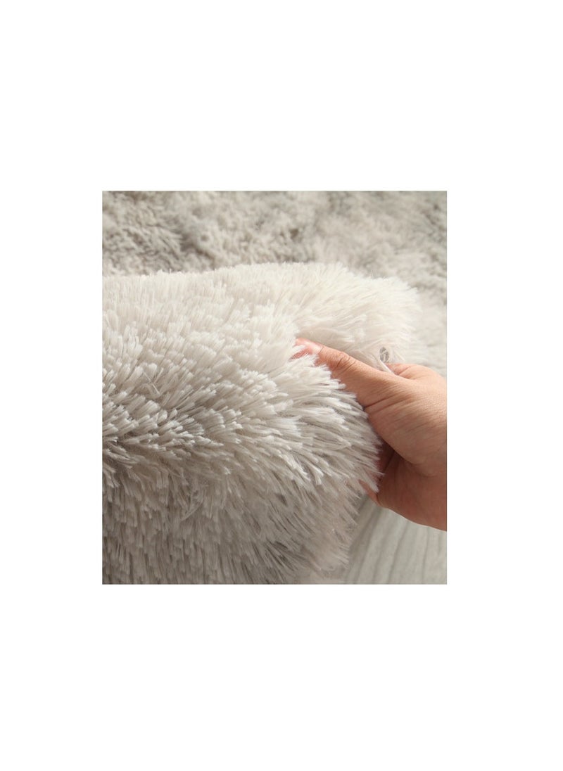 Mei Lifestyle - Modern Wool Fluffy Floor Mat Carpet with Anti slip High Pile Bottom with Upgraded Foam (Size 120×160CM), Rectangle - Image 1