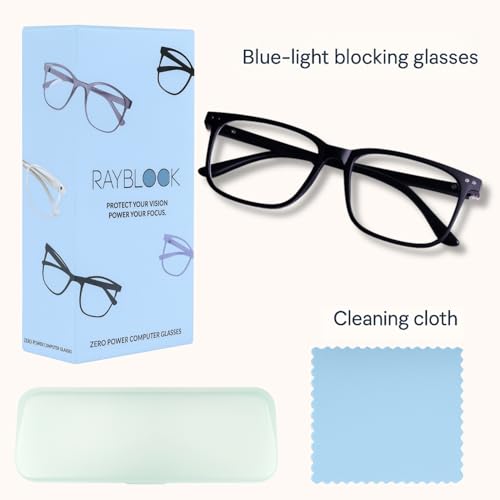RAYBLOC Pack of 2 UV Protection Glasses Blue Cut Blocking Harmful Rays Glasses for Men & Women Zero Power Computer Specs Eye Protection Lightweight Frame with Case & Cleaning Cloth - Image 3
