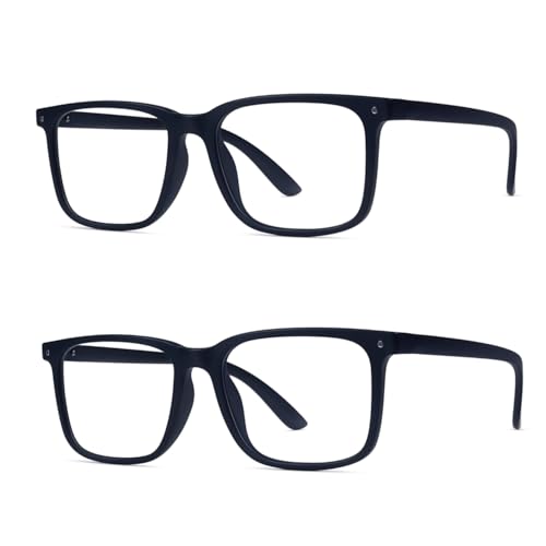 RAYBLOC Pack of 2 UV Protection Glasses Blue Cut Blocking Harmful Rays Glasses for Men & Women Zero Power Computer Specs Eye Protection Lightweight Frame with Case & Cleaning Cloth - Image 1