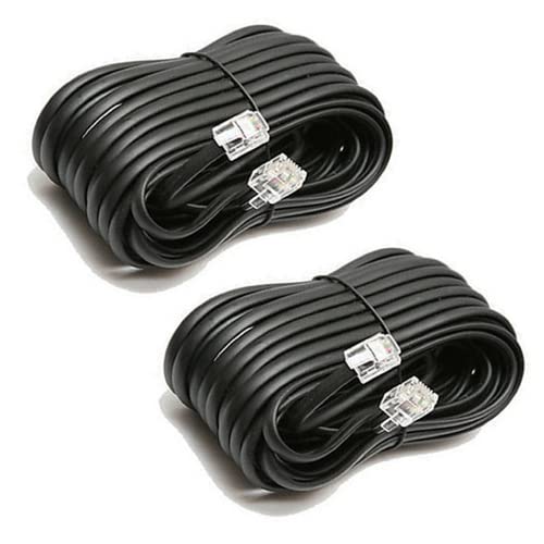 Red Champion RJ11 Telephone Line Cord Wire Patch Cable Modular Connection Cable RJ12 Male 6P6C to RJ12 Male 6P6C Compatible for Landline Telephone Microfilter Black 10 Meters Pack of2 - Image 1