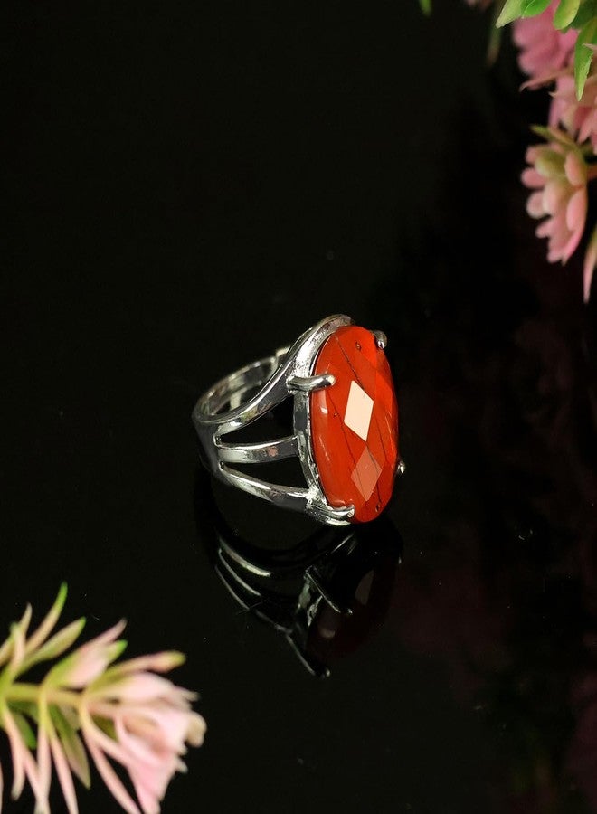 Crystu Adjustable Red Jasper Gemstone Ring for Unisex Stone | Charged by Reiki Grandmaster & Vastu Expert - Image 3