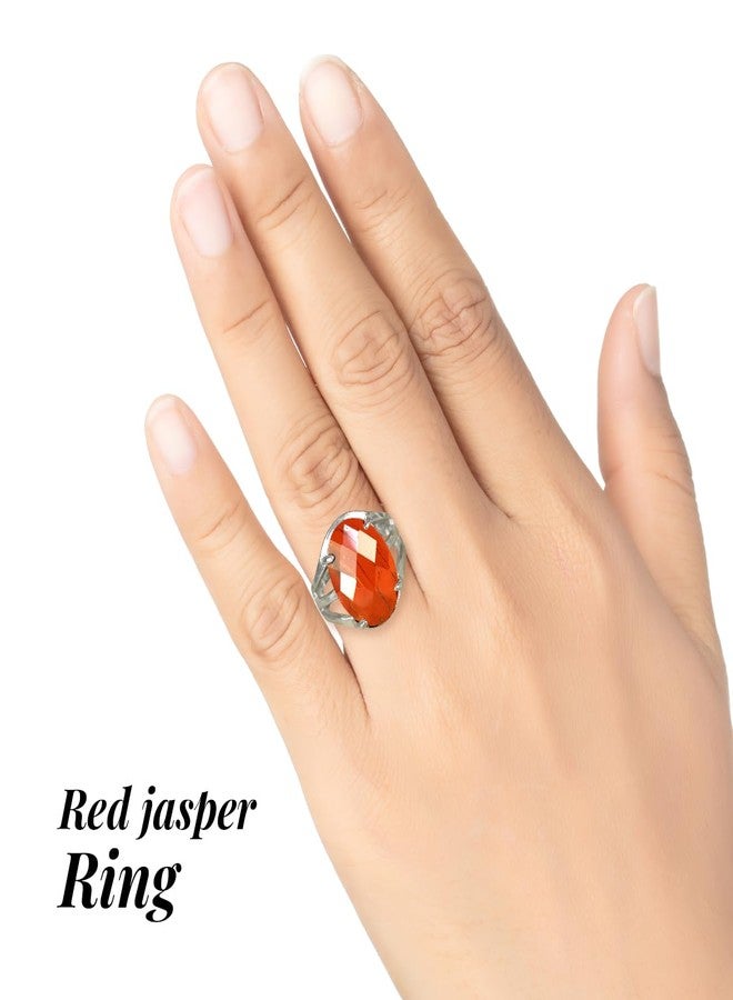 Crystu Adjustable Red Jasper Gemstone Ring for Unisex Stone | Charged by Reiki Grandmaster & Vastu Expert - Image 2