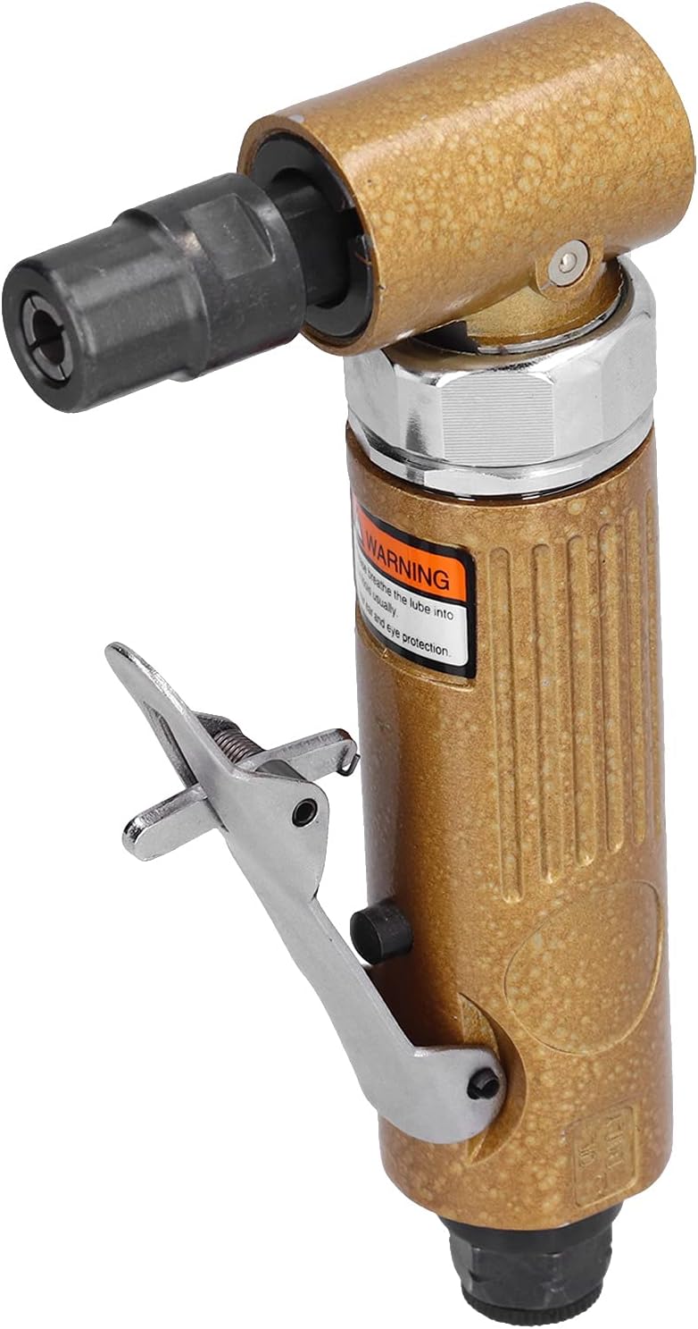 Right Angle Air Die Grinder - 20000 RPM Free Speed, 0.5 to 0.7 MPa Working Pressure - 1/4 Inch Collet Pneumatic Polisher Tool Set Kit with Steel Core - Includes EU Plug (JP Plug 100V-120V) - Image 4