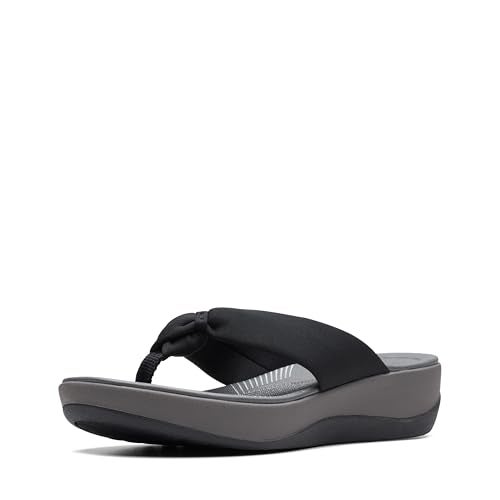 Clarks Women's Arla Glison Flip-Flop, black fabric, 8 Medium US - Image 1