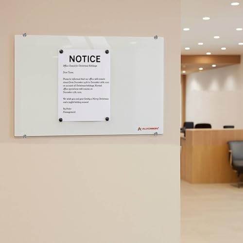 ALKOSIGN Frameless Glass Board 1.5 x 2 ft – Magnetic Dry Erase Board with 6 Strong Magnets | Sleek Writing Board for Office, School, College, Conference Room – White (Small) - Image 4
