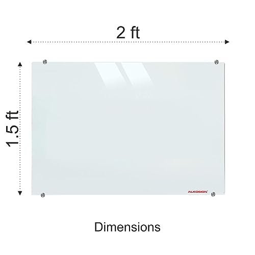 ALKOSIGN Frameless Glass Board 1.5 x 2 ft – Magnetic Dry Erase Board with 6 Strong Magnets | Sleek Writing Board for Office, School, College, Conference Room – White (Small) - Image 3