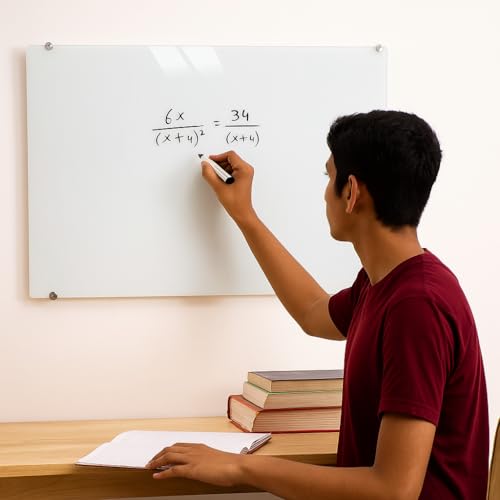 ALKOSIGN Frameless Glass Board 1.5 x 2 ft – Magnetic Dry Erase Board with 6 Strong Magnets | Sleek Writing Board for Office, School, College, Conference Room – White (Small) - Image 2