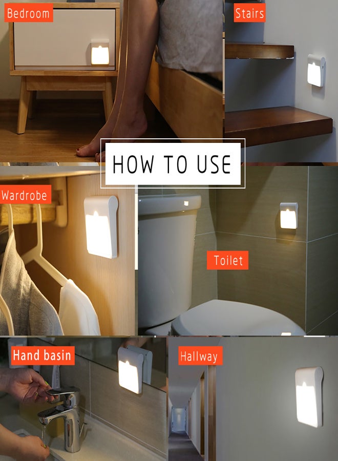 2pack USB Rechargeable Motion Sensor Night Light 12LEDs Stick-on Closet Light with Dusk to Dawn Sensor Brightness Adjustable for Wall Stairs Cabinet Hallway - Image 5