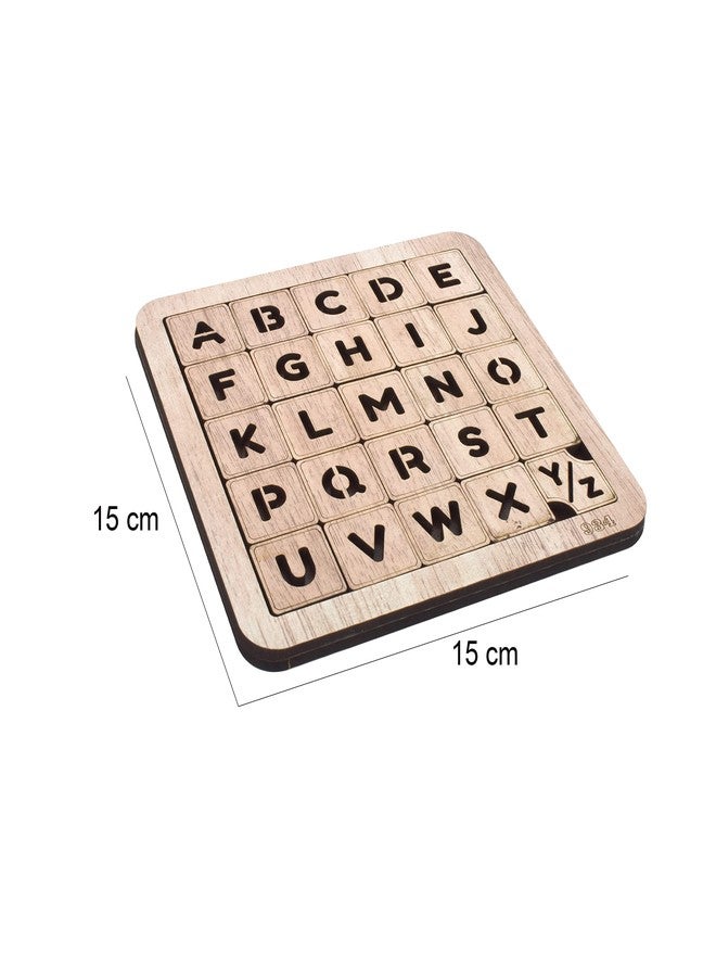 GLNRM English Alphabet Capital Word ACBD Mind Challenge Wooden Puzzles Set Unique for Kids and Adults, Non-Magnetic Pieces - (5 * 5 - ABCD) - Off White - Image 2