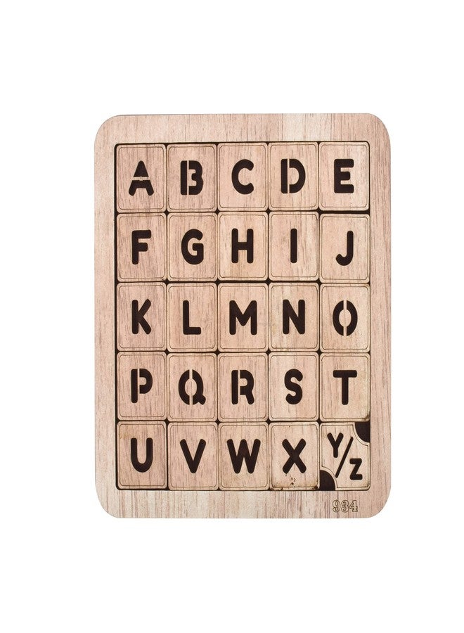 GLNRM English Alphabet Capital Word ACBD Mind Challenge Wooden Puzzles Set Unique for Kids and Adults, Non-Magnetic Pieces - (5 * 5 - ABCD) - Off White - Image 1