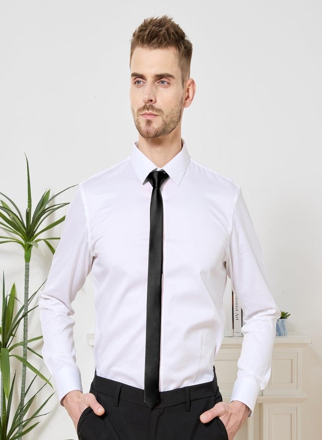 PenSee Men's Black Ties Thin Solid Pure Color 1.58" (4CM) Plain Slim Necktie Skinny Ties For Men - Image 2