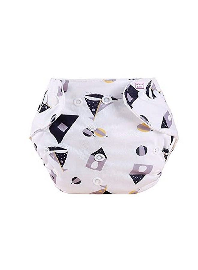 Alya Pocket Button Style Solid Reusable Cloth Diaper All In One Adjustable Washable Diapers Nappies(Without Inserts) For Toddlers;New Borns (White Home Pack Of 1) - Image 2