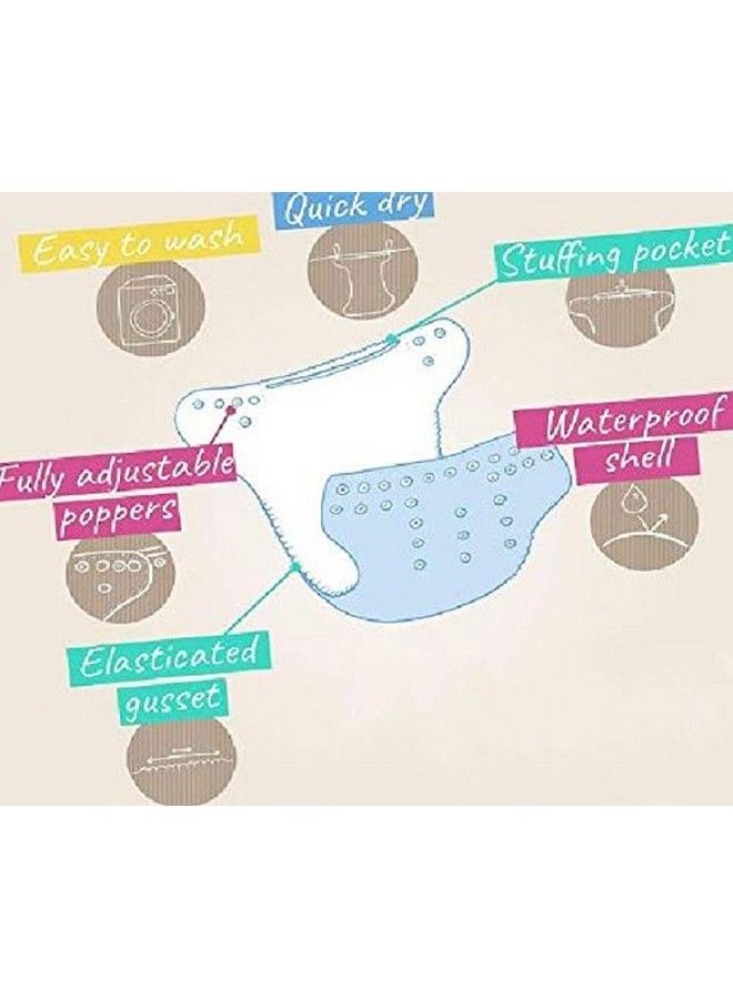 Alya Pocket Button Style Solid Reusable Cloth Diaper All In One Adjustable Washable Diapers Nappies(Without Inserts) For Toddlers;New Borns (White Home Pack Of 1) - Image 3