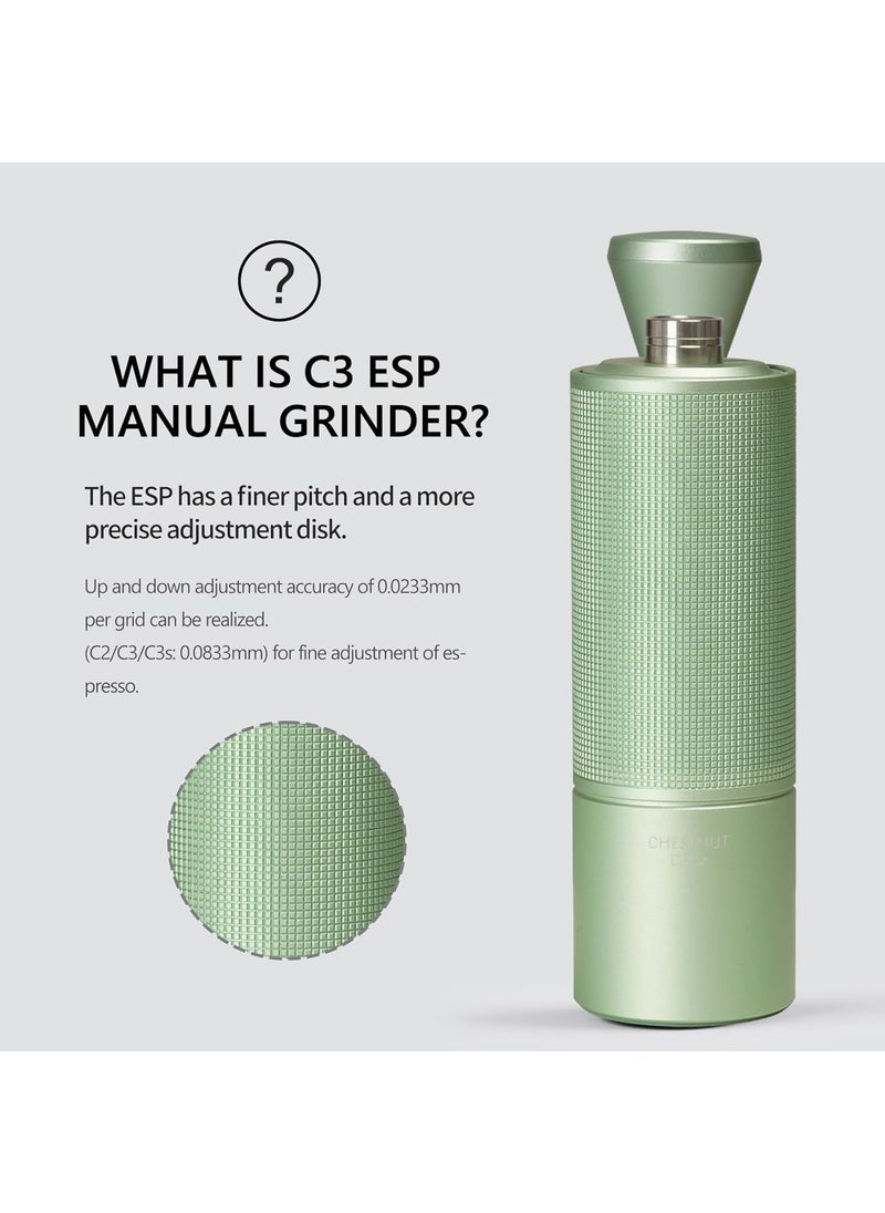 TIMEMORE - Chestnut C3 ESP Hand Coffee Grinder, Manual Coffee Hand Grinder Capacity 25g with CNC Stainless Steel Conical Burr, Internal Adjustable Setting, Double Bearing Positioning for Travel, Camping (Green) - Image 1
