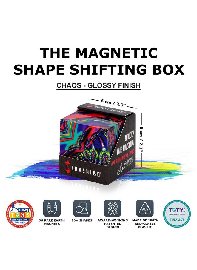 SHASHIBO - SHASHIBO Shape Shifting Box - Award-Winning, Patented Fidget Cube w/ 36 Rare Earth Magnets - Transforms Into Over 70 Shapes, Download Fun in Motion Toys Mobile App (Artist Series - Chaos) - Image 1