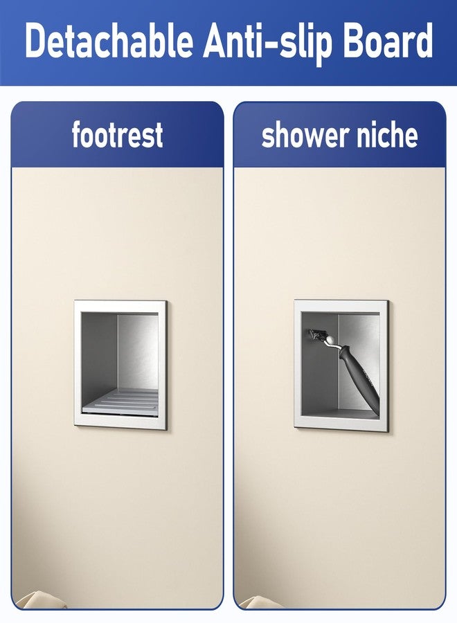 Bernkot Shower Niche, 304 Stainless Steel Stool for Bathroom, Recessed Footrest w/Over Mount Installation, No Tile Need (Brushed, 4.8''x6'') - Image 5