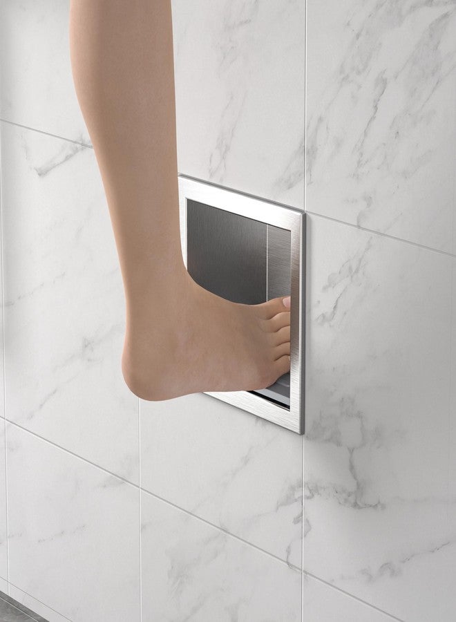 Bernkot Shower Niche, 304 Stainless Steel Stool for Bathroom, Recessed Footrest w/Over Mount Installation, No Tile Need (Brushed, 4.8''x6'') - Image 1