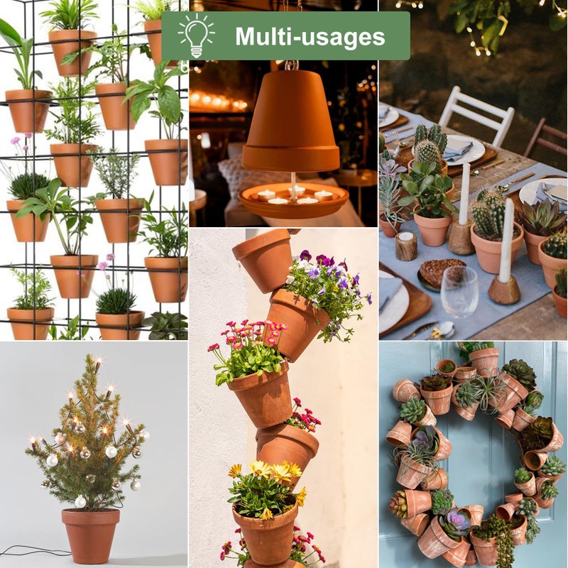 Orceler 6 inch Terracotta & Clay Pots for Plants with Saucer, Medium Terra Cotta Plant Pots with Drainage Hole, Flowerpot with Tray, Terracotta Pot for Indoor Outdoor Plant - Pack of 4 Planters - Image 5