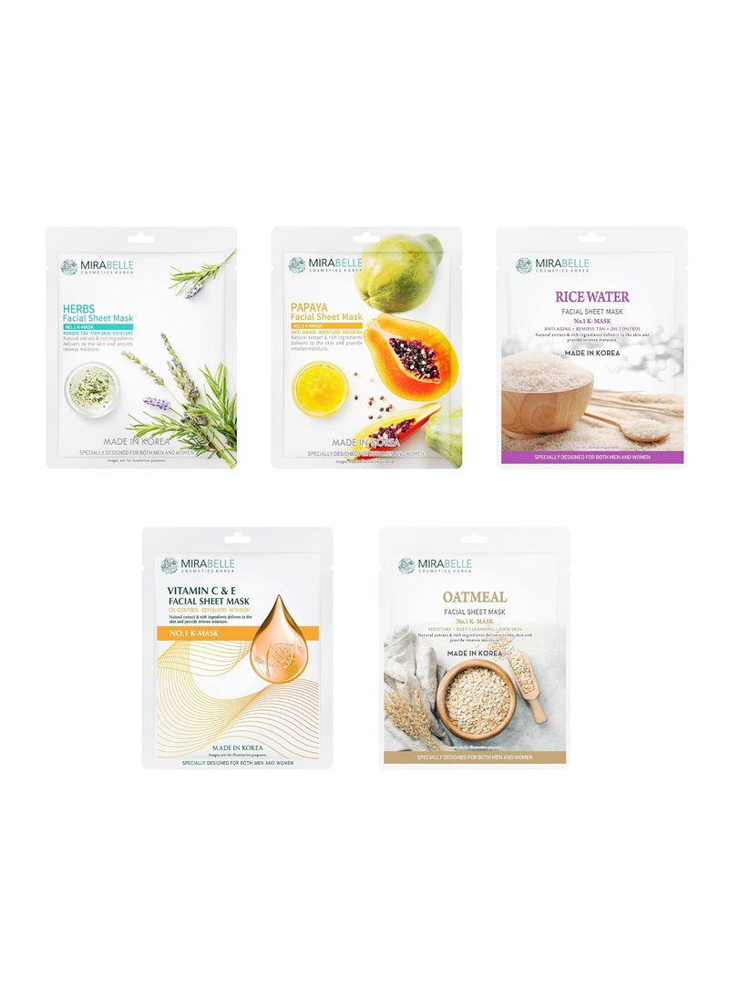 MIRABELLE Mirabelle Bright Skin Facial Sheet Mask Pack of 5 BCS  - Image 1
