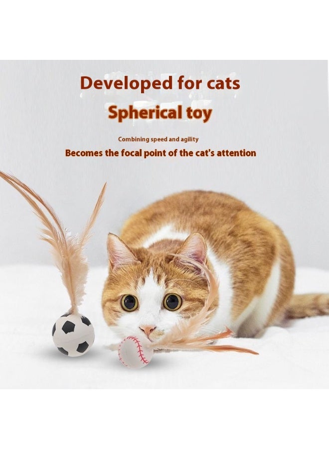 عصا اللعب للقطط مع ريشة وكرة نطاطة – لعبة ترفيهية للتسنين وتخفيف الملل - Image 3