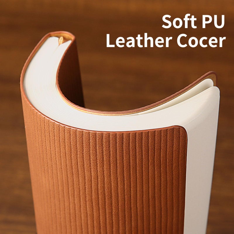 TSFPapier Lined Journal Notebook for Work College Ruled Note Book 7.2"x9.6" B5 PU Leather Daily Journaling 160 Pages for Women Men Writing Home School Supplies Business (Brown) - Image 5