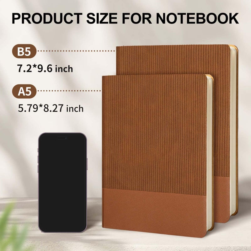 TSFPapier Lined Journal Notebook for Work College Ruled Note Book 7.2"x9.6" B5 PU Leather Daily Journaling 160 Pages for Women Men Writing Home School Supplies Business (Brown) - Image 2