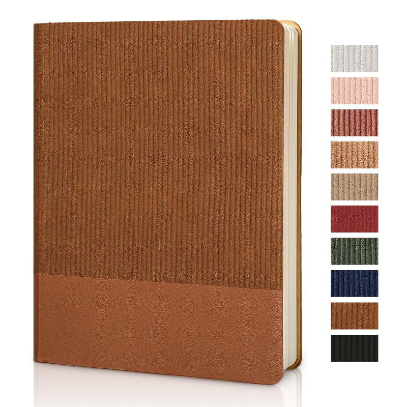 TSFPapier Lined Journal Notebook for Work College Ruled Note Book 7.2"x9.6" B5 PU Leather Daily Journaling 160 Pages for Women Men Writing Home School Supplies Business (Brown) - Image 1