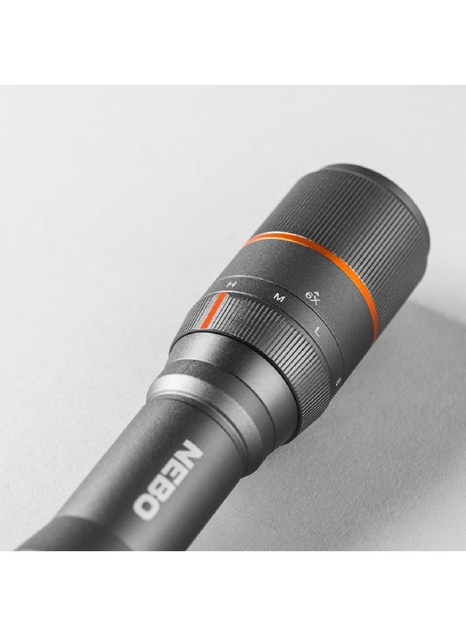 NEBO Sleek and Durable 6x Zoom Rechargeable Aluminium Flashlight Grey 18.42 x 3.51 x 3.51 cm 3999925 - Image 2